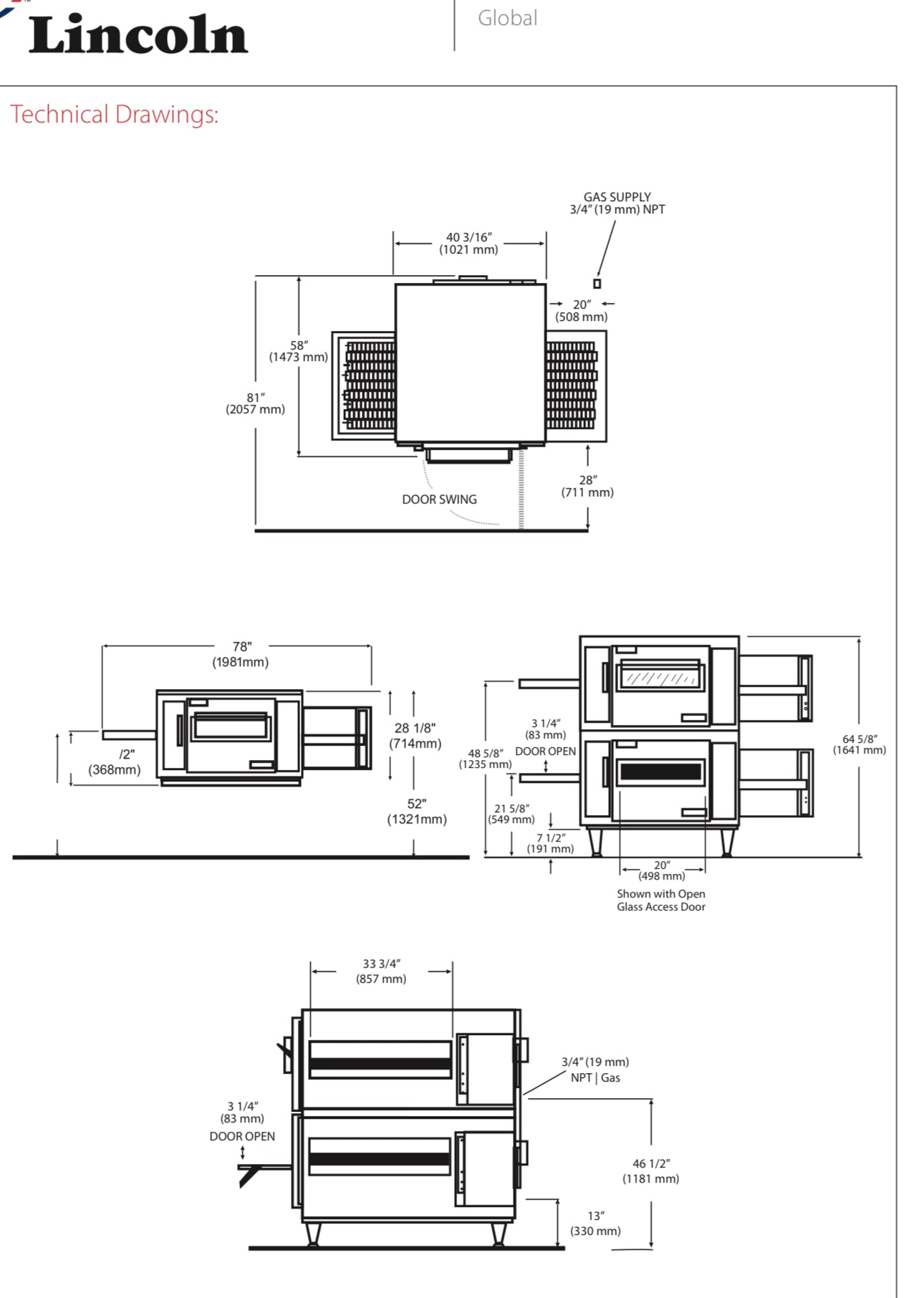 Lincoln 1451-000-U Impinger I 1400 Series Single Belt Stacking Conveyor Oven double stack