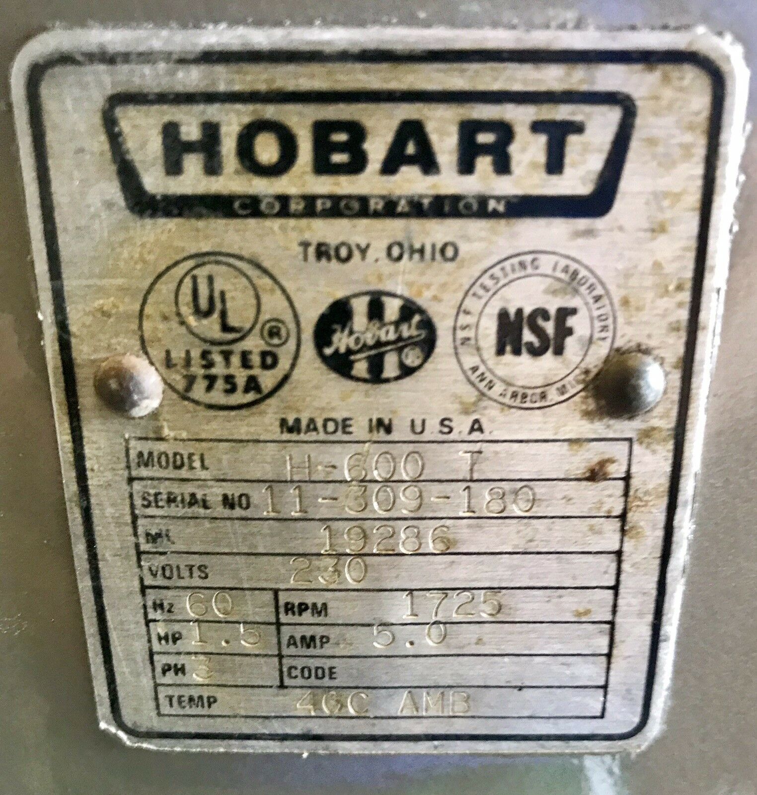 Hobart H600T Commercial 60 Quart Mixer 3 Phase 230V 60QT wow!